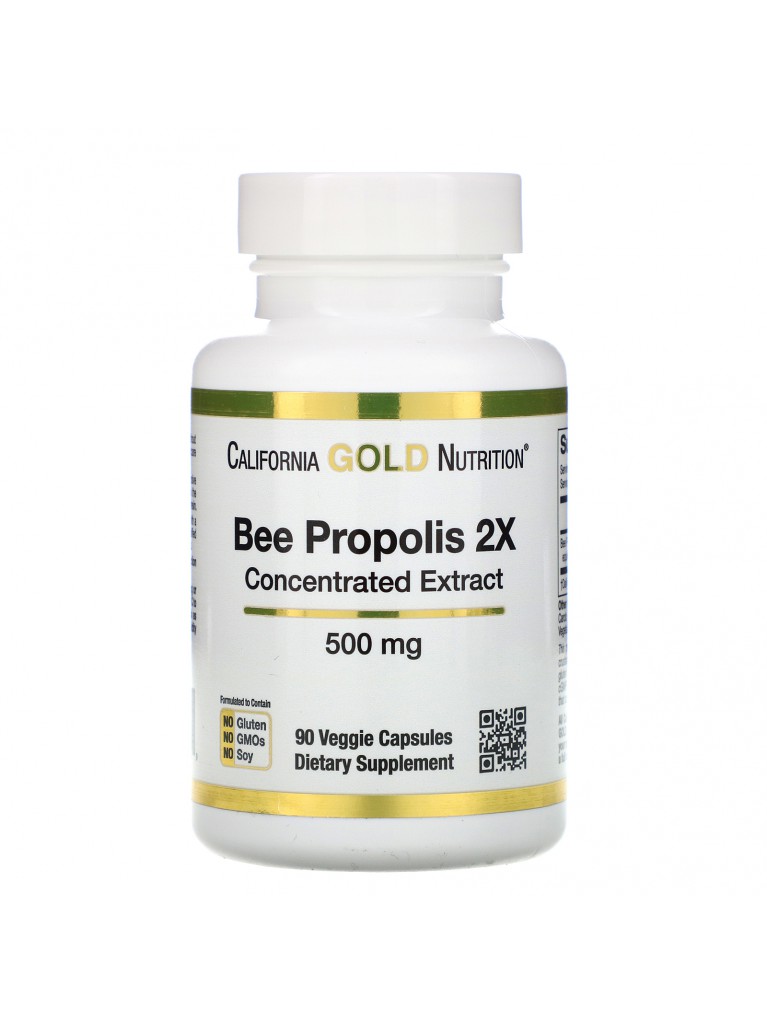 Пчелиный прополис 2X, California Gold Nutrition, концентрированный экстракт, 500 мг, 90 капсул