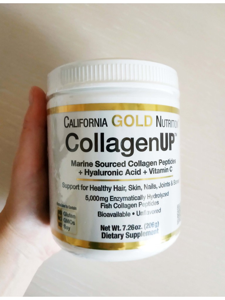 Коллаген морской + гиалуроновая кислота и витамин C, California Gold Nutrition CollagenUP, без вкусовых добавок, 206 гр
