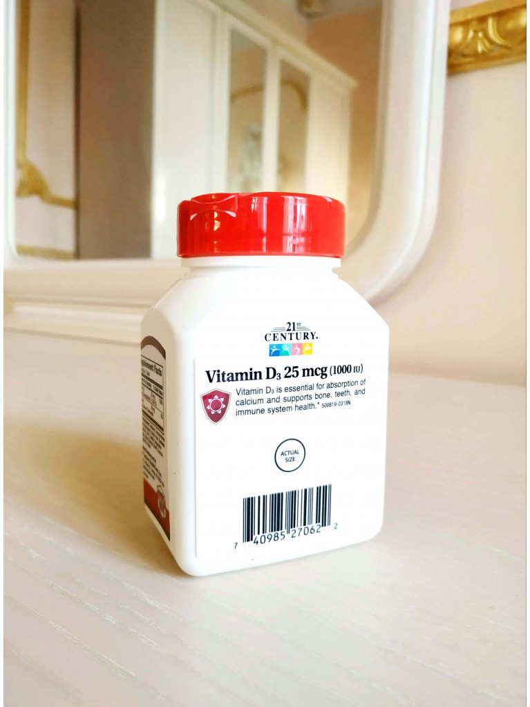 Витамин D3, 21st Century, 25 mcg (1,000 IU), 110 таблеток