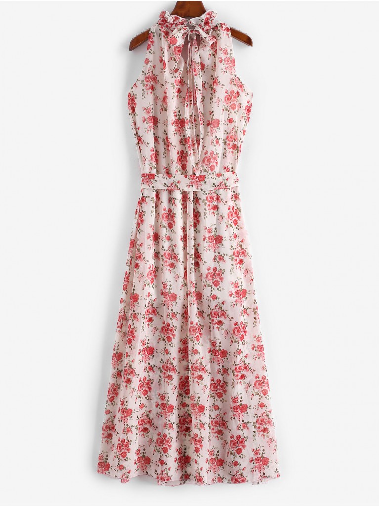 Платье Розали длинное макси шифоновое в розах