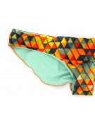 Двусторонние разноцветные плавки Элиза в геометрический оранжевый и зеленый цвет