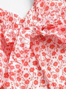 Платье Минни короткое белого цвета в красный цветочек с бантом на спине